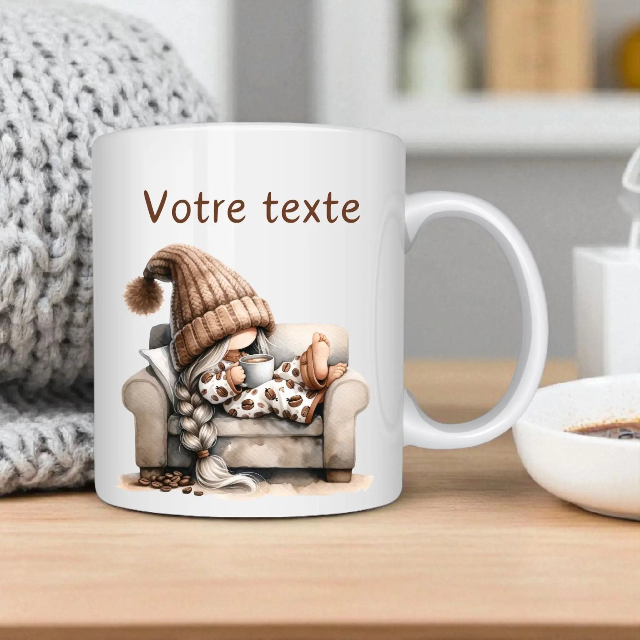 Mug personnalisable avec gnome – Cadeau original et cocooning Atelier Éclats d'Instants