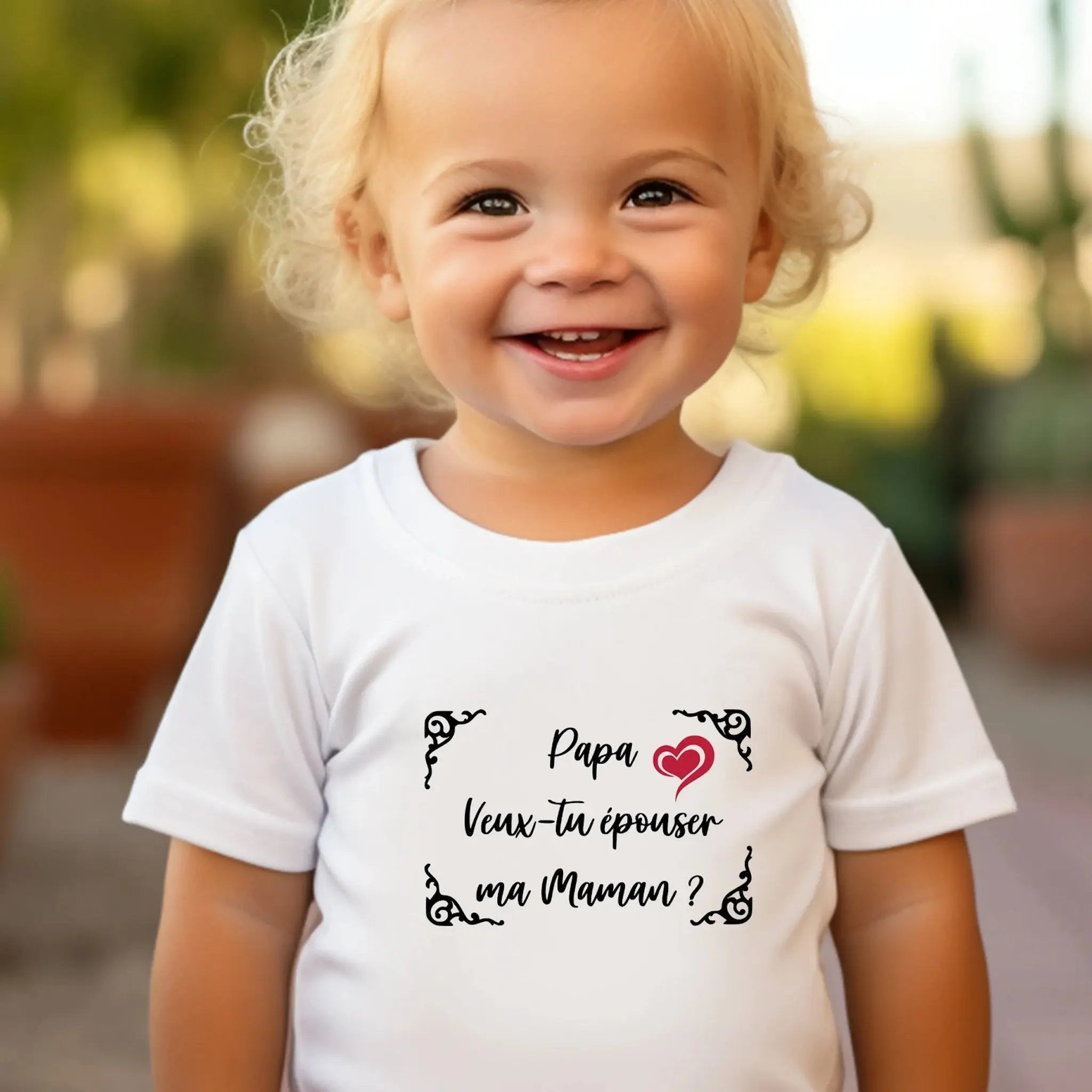 T-shirt enfant “Papa, veux-tu épouser ma Maman ?” – Cadeau original de demande en mariage 💍 Atelier Éclats d'Instants