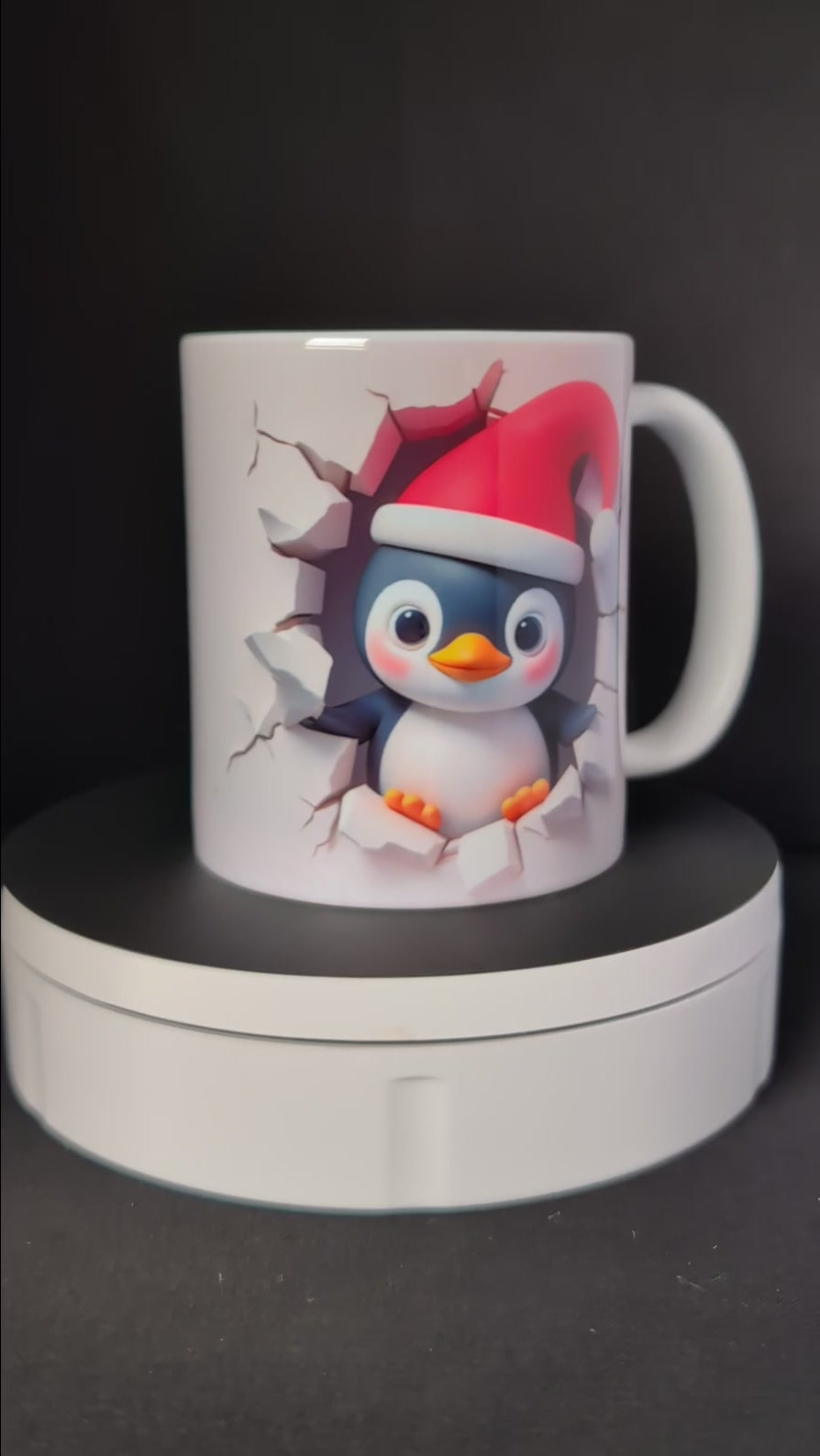 Tasse Pingouin de Noël 3D - Mug Original Effet Mur Cassé - Idée Cadeau de Noël Festif 🎅