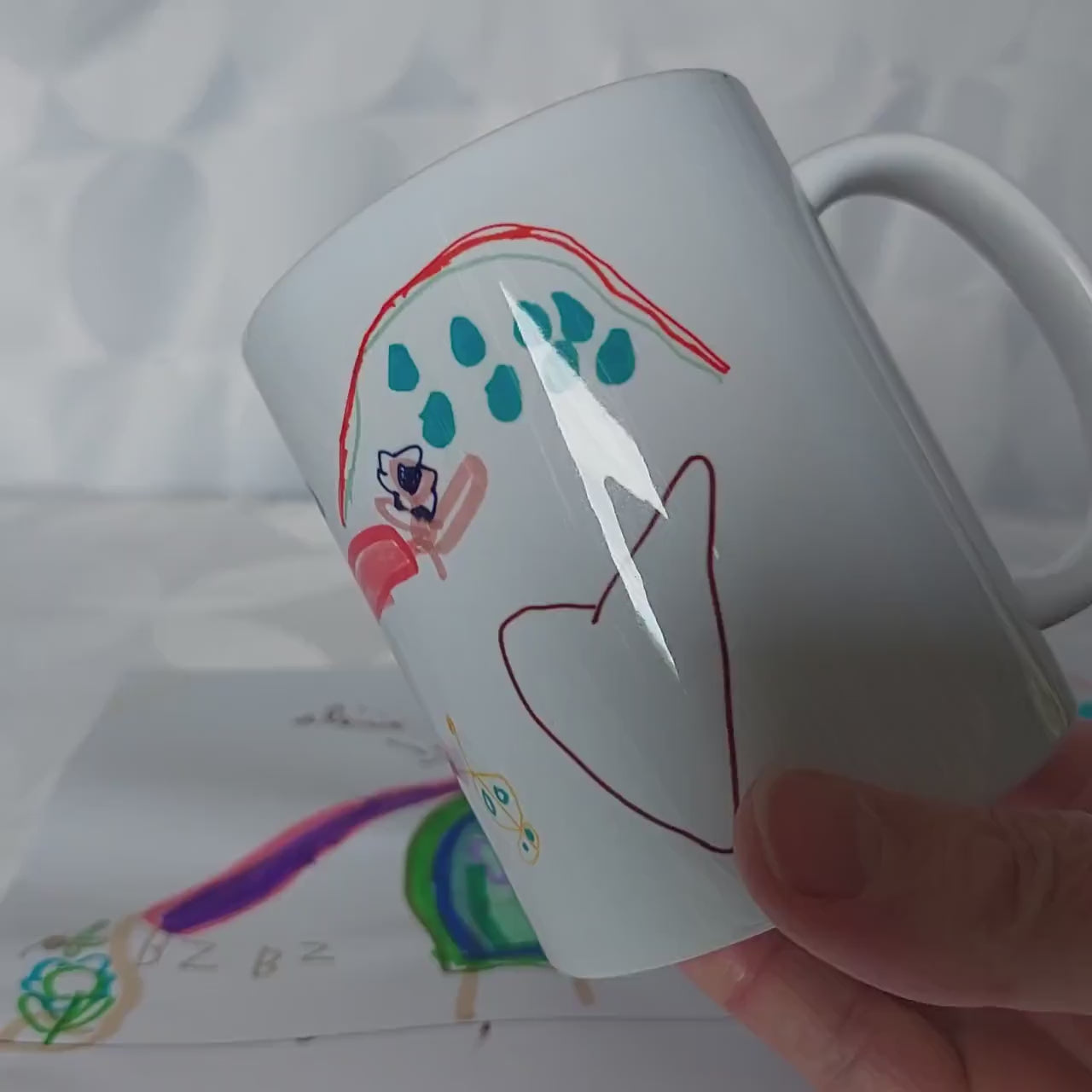 Mug personnalisable avec le dessin de votre enfant - Cadeau unique et plein d'amour