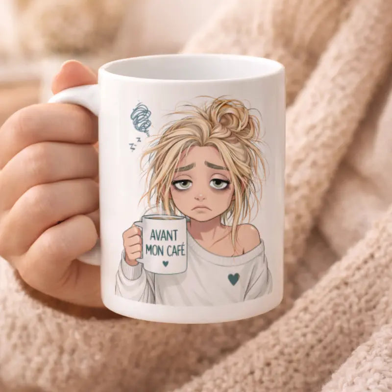 Mug Avant Après Mon Café – Tasse humour femme – Cadeau original cocooning Atelier Éclats d'Instants