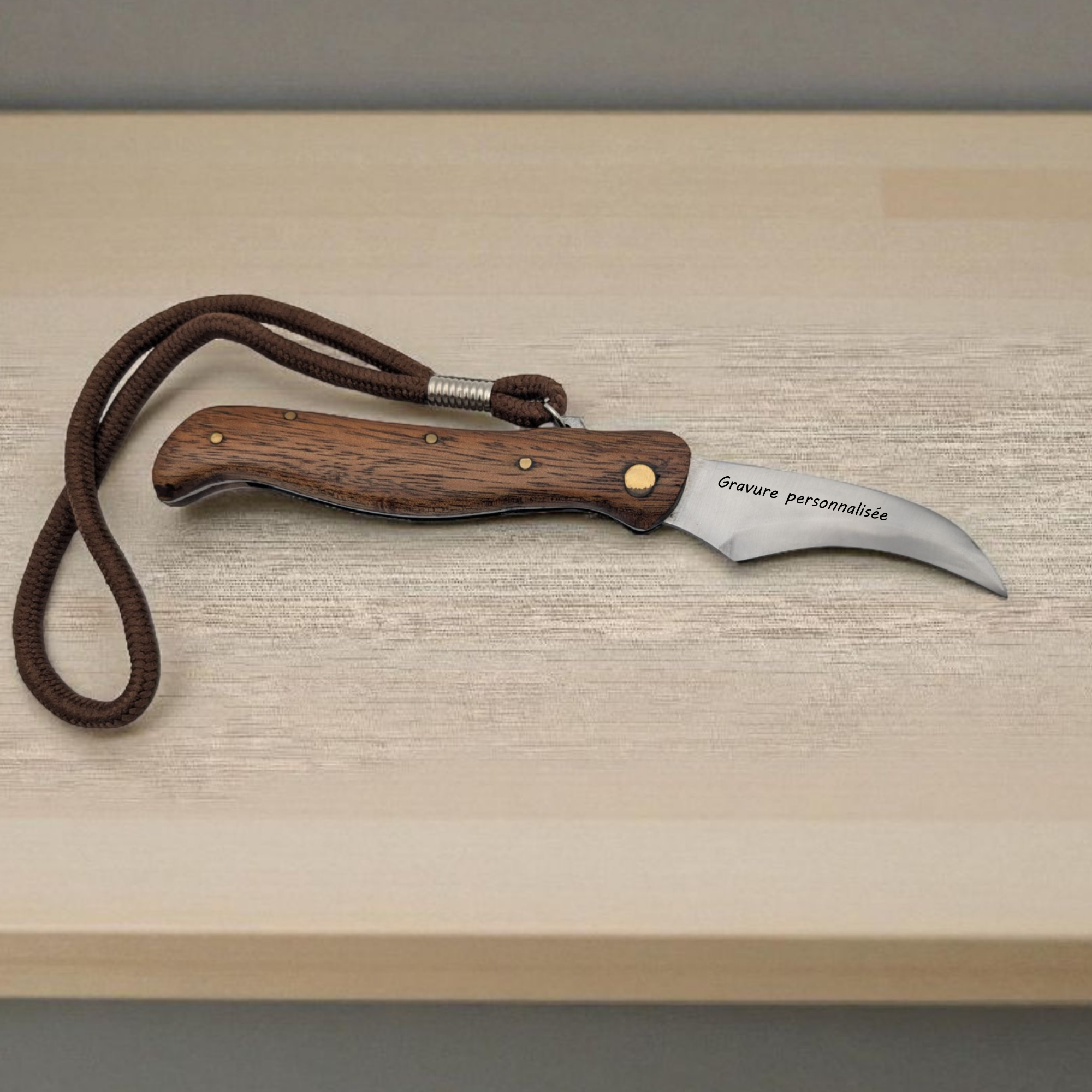 Couteau à champignon personnalisable avec gravure laser et étui en cuir 🧡 Atelier Éclats d'Instants