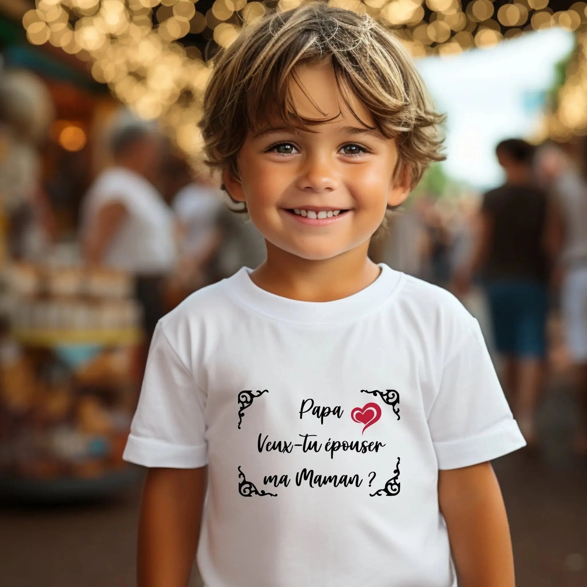 T-shirt enfant “Papa, veux-tu épouser ma Maman ?” – Cadeau original de demande en mariage 💍 Atelier Éclats d'Instants