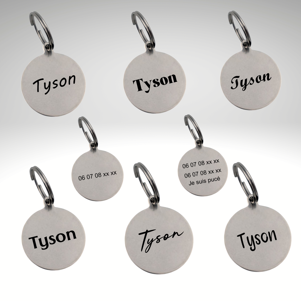 Médaille d’identification personnalisée pour chien – Gravure laser recto/verso 🐾 Atelier Éclats d'Instants