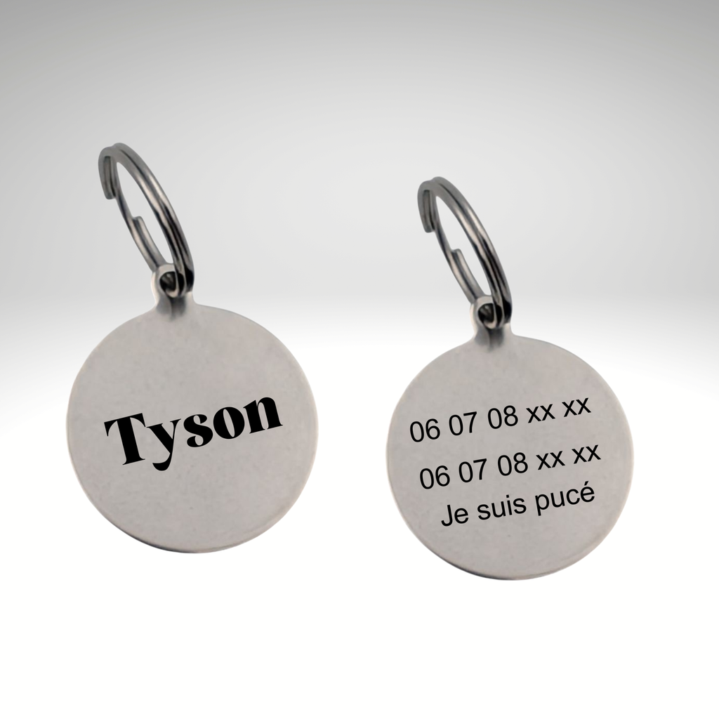 Médaille d’identification personnalisée pour chien – Gravure laser recto/verso 🐾 Atelier Éclats d'Instants