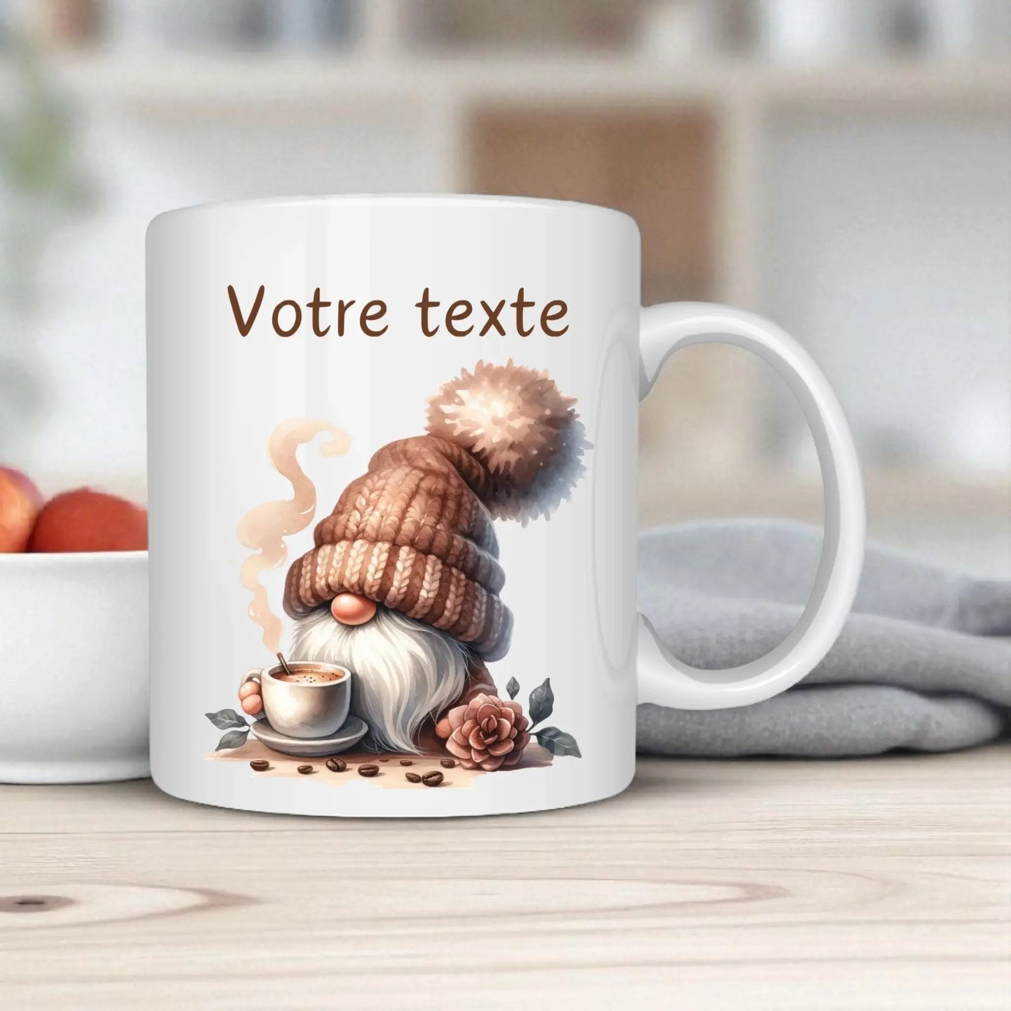 Mug personnalisable avec gnome – Cadeau original et cocooning Atelier Éclats d'Instants