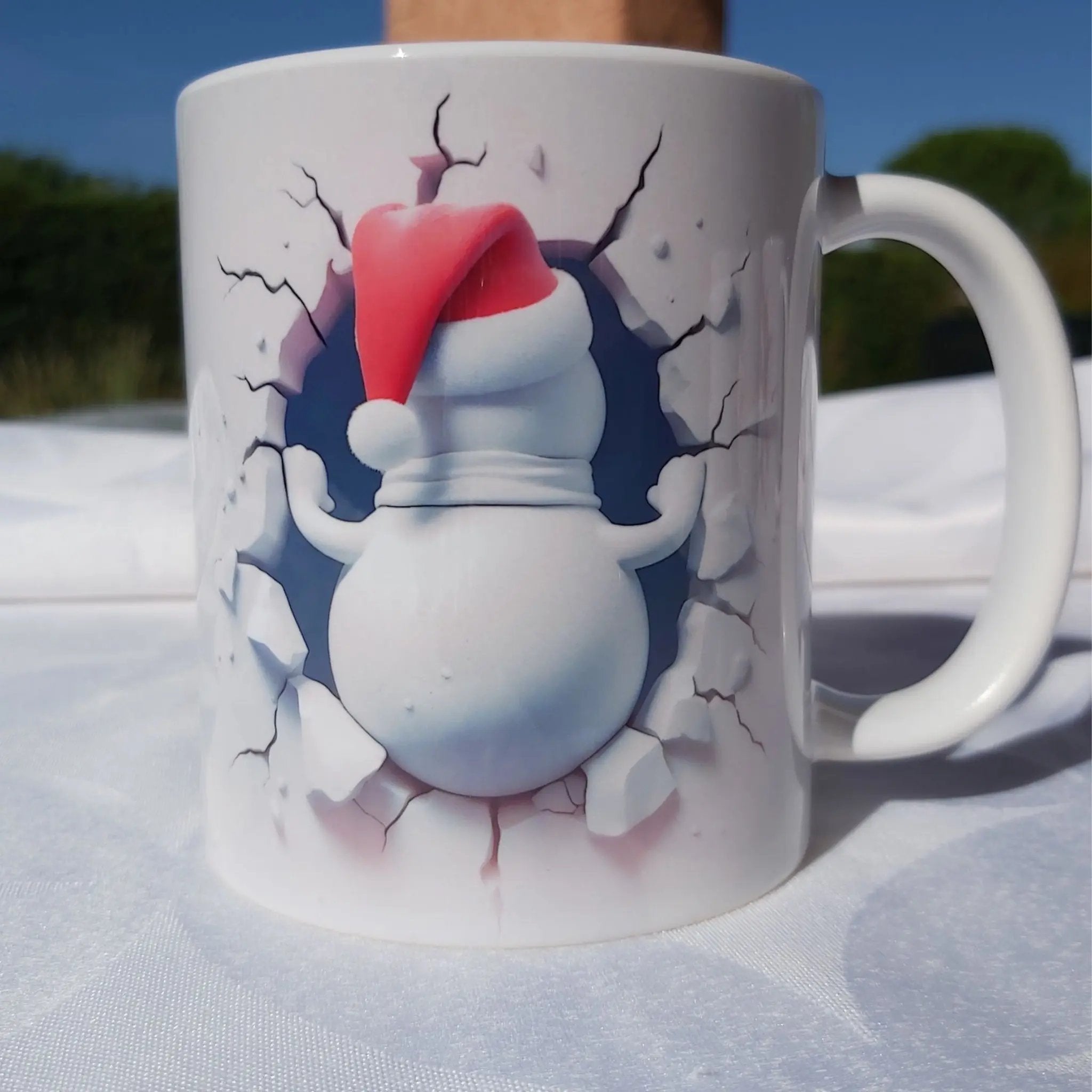 Tasse Bonhomme de neige 3D - Mug Original Effet Mur Cassé - Idée Cadeau de Noël Festif ☃️ Atelier Éclats d'Instants
