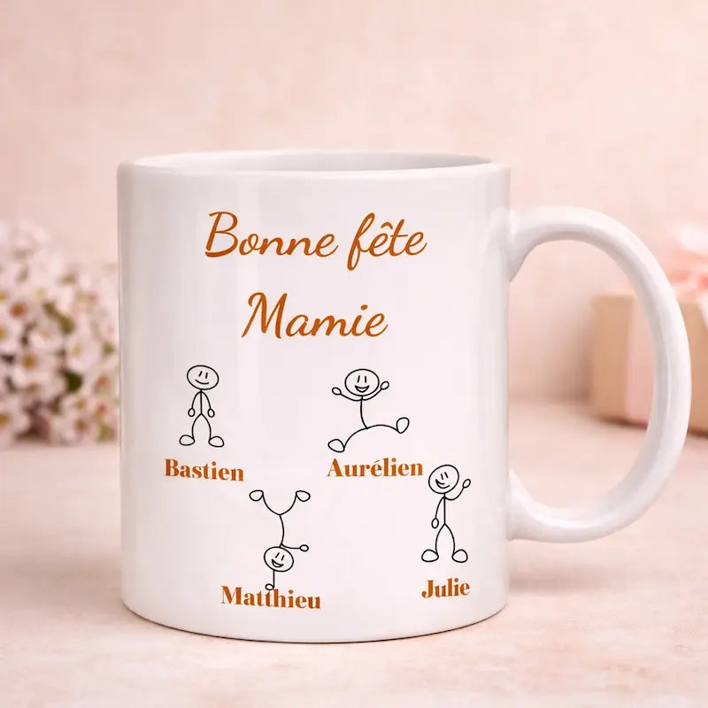 Mug personnalisé Mamie avec prénoms – Tasse Mamie d’amour – Cadeau fête des grands-mères Atelier Éclats d'Instants