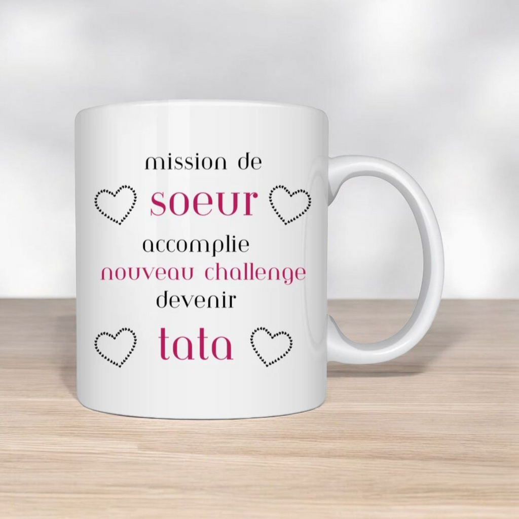 Mug annonce grossesse “Future Tata” – Cadeau original pour révéler une grossesse, idée surprise future tante Atelier Éclats d'Instants