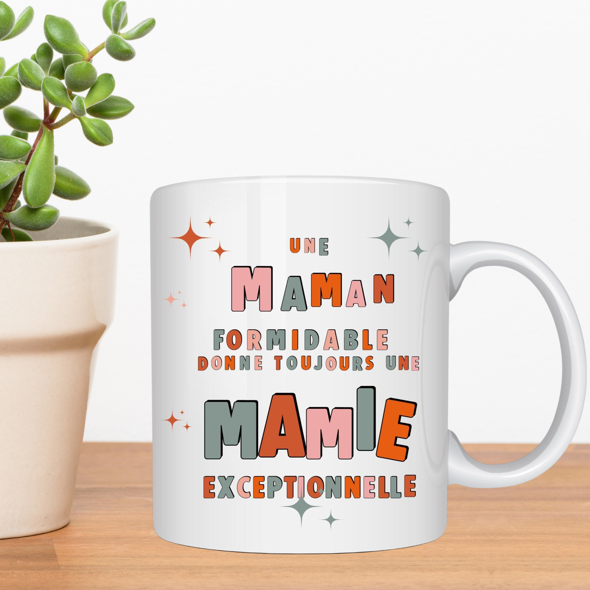 Mug “Une maman formidable donne toujours une mamie exceptionnelle” – Cadeau tendre et coloré  ☕