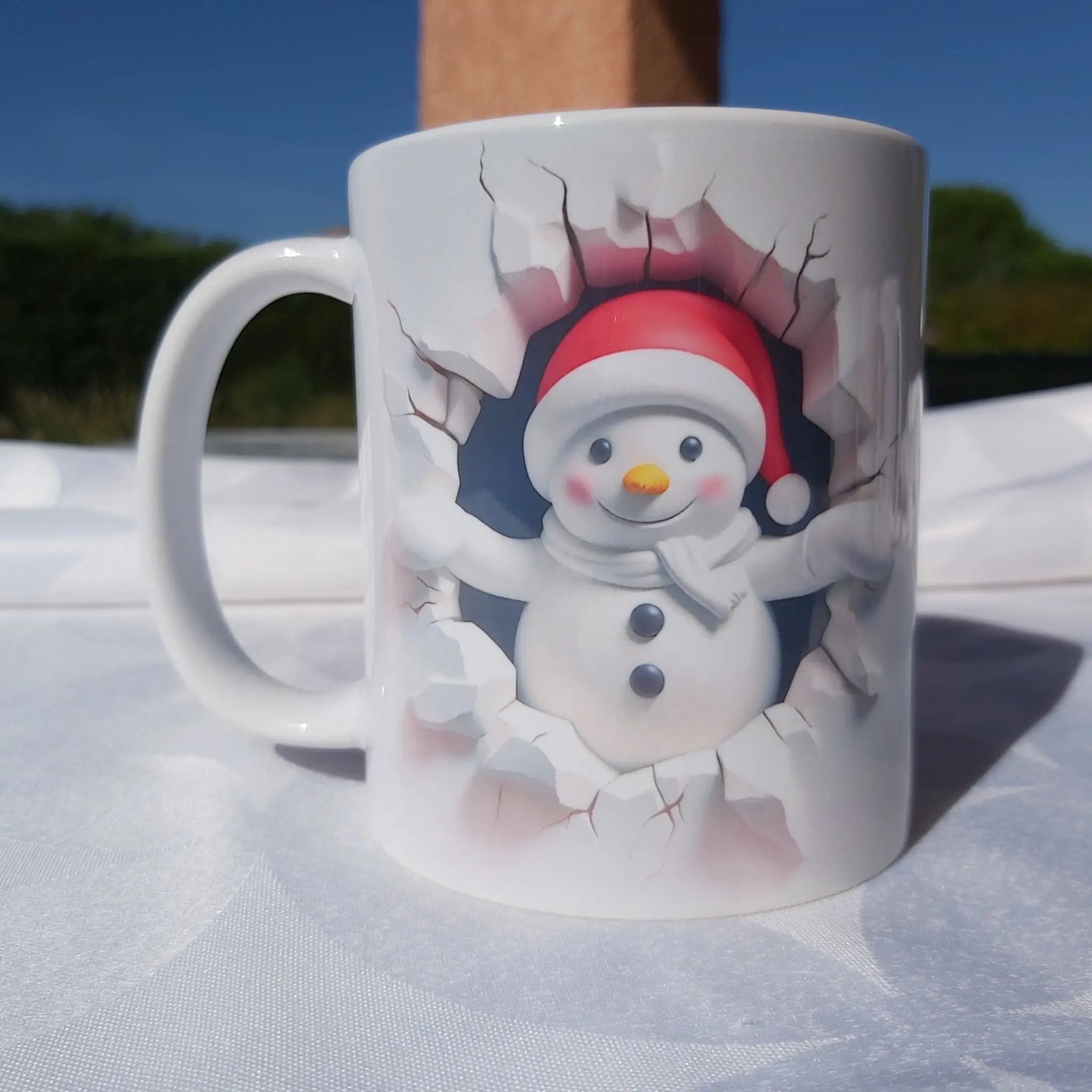 Tasse Bonhomme de neige 3D - Mug Original Effet Mur Cassé - Idée Cadeau de Noël Festif ☃️ Atelier Éclats d'Instants