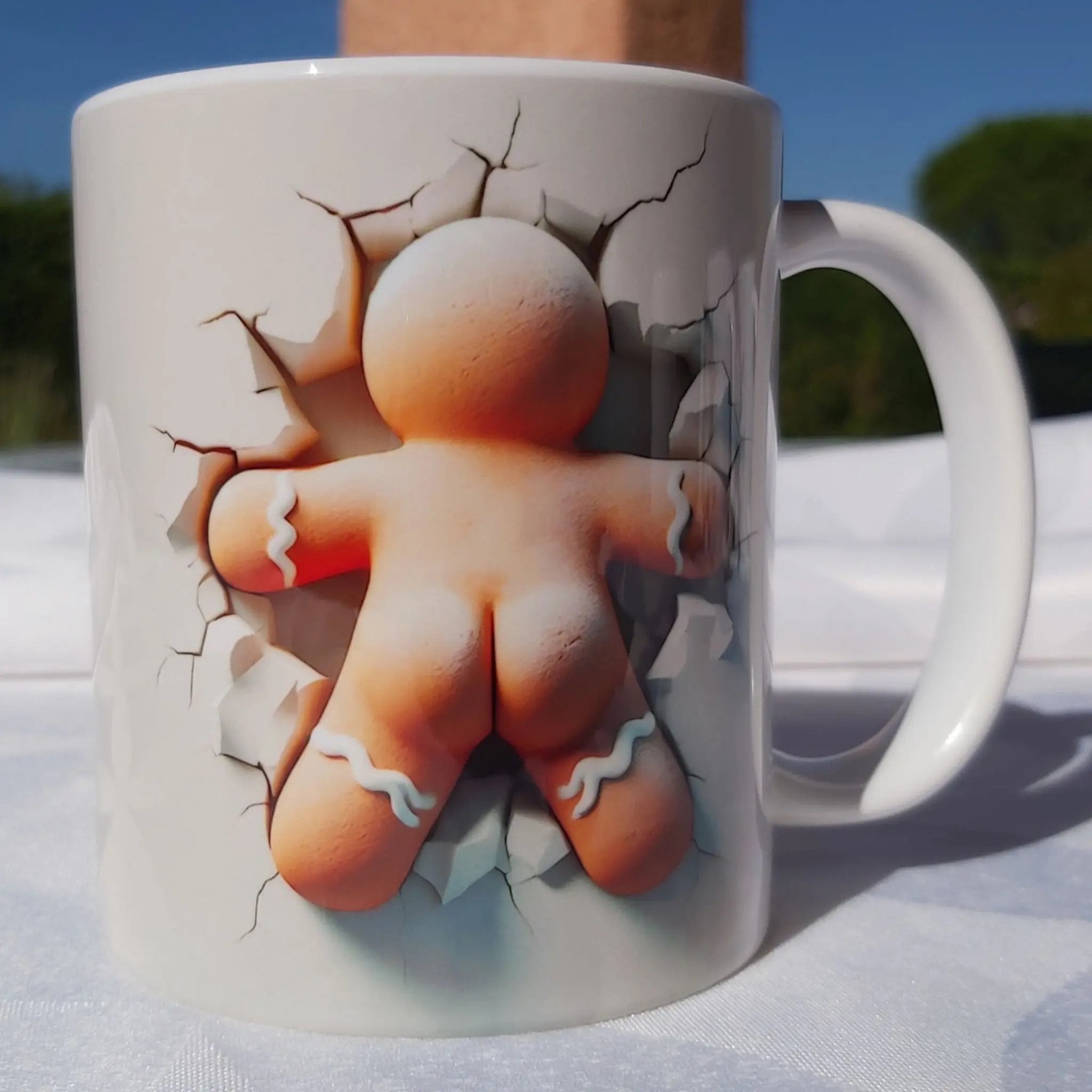 Tasse Bonhomme Pain d'Epices 3D - Mug Original Effet Mur Cassé - Idée Cadeau de Noël Festif 🎅 Atelier Éclats d'Instants