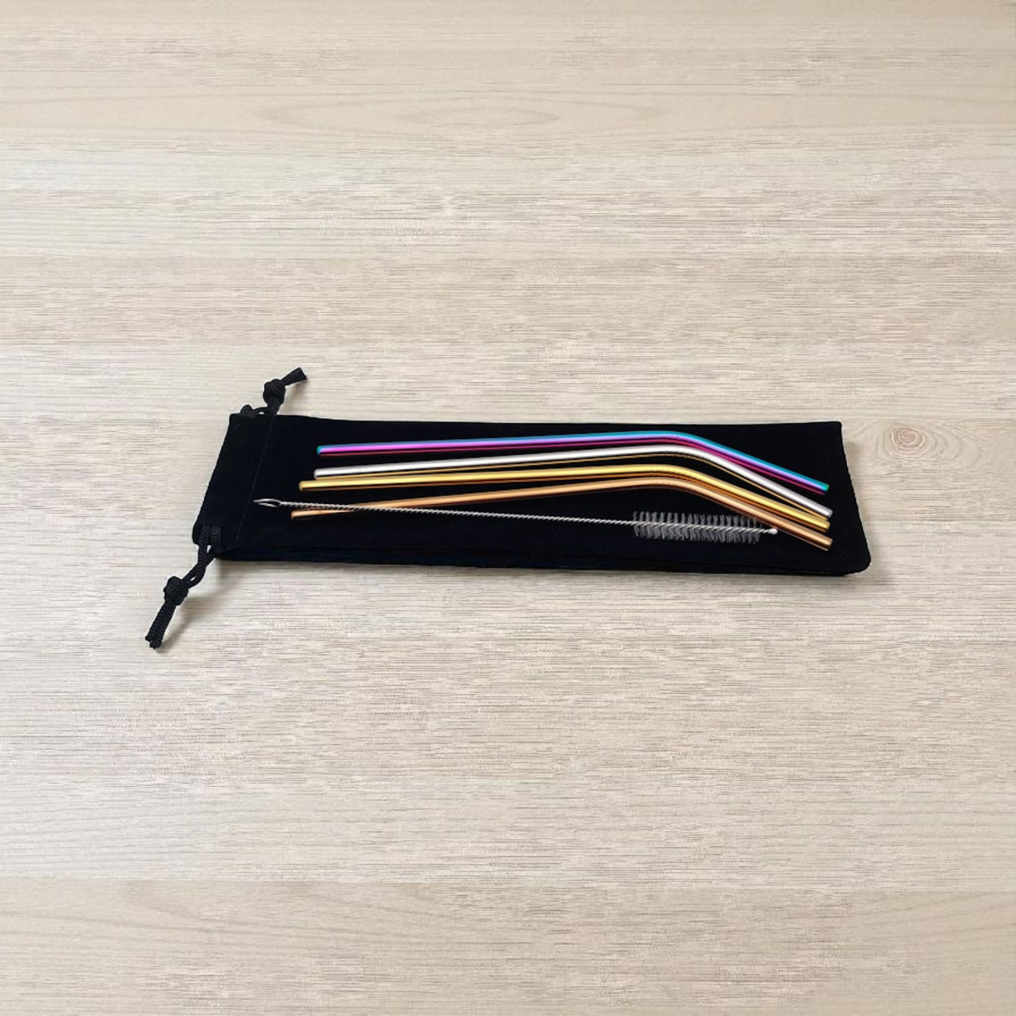 Pailles en acier inoxydable personnalisées – Lot de 4 avec pochette & brossette | Gravure laser Atelier Éclats d'Instants