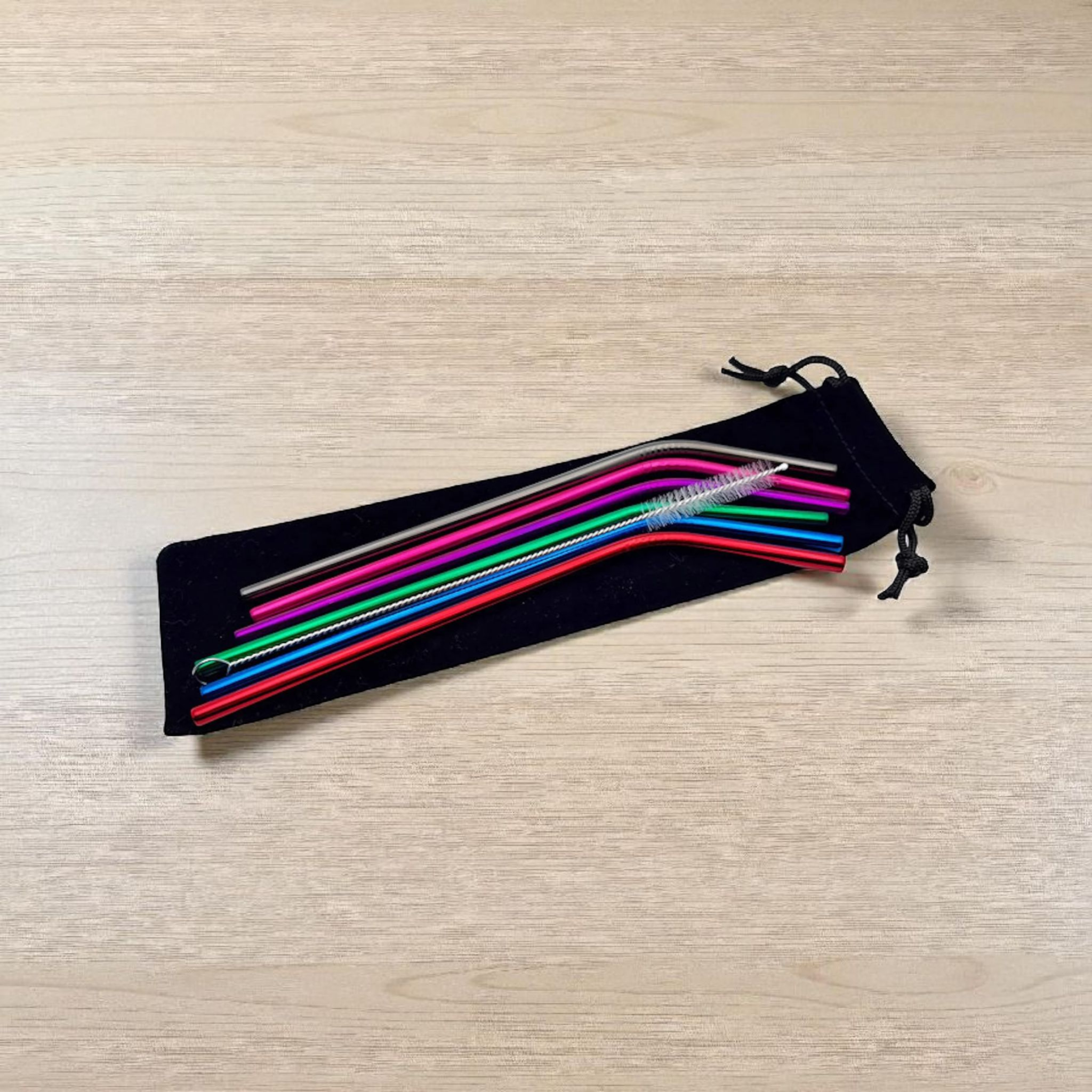 Pailles en acier inoxydable personnalisées – Lot de 6 avec pochette & brossette | Gravure laser Atelier Éclats d'Instants