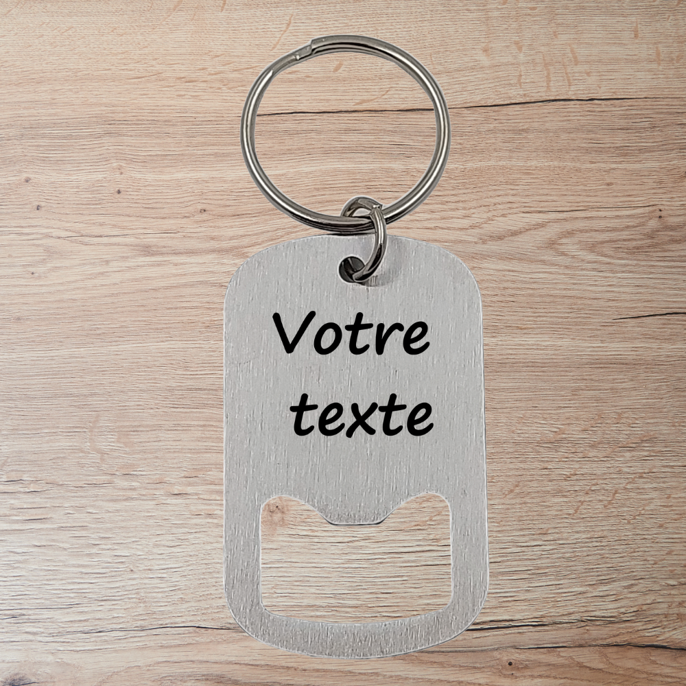 Porte-clés décapsuleur en acier inoxydable – Gravure laser avec texte humoristique Atelier Éclats d'Instants