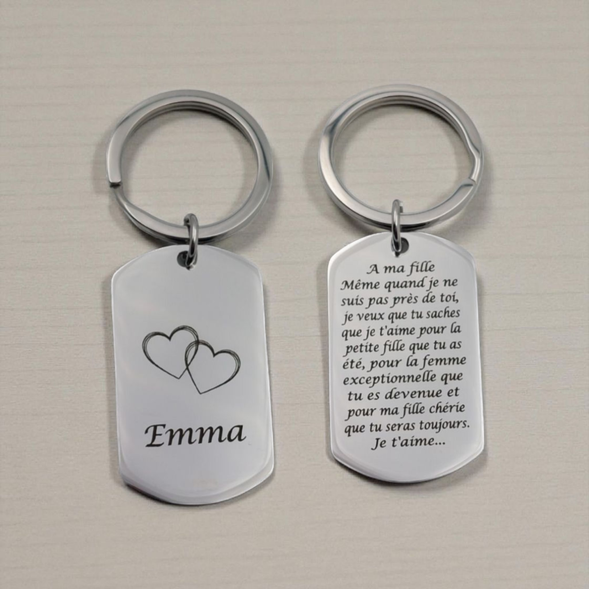 Porte-clés personnalisable avec prénom et message d’amour " A ma Fille" Atelier Éclats d'Instants