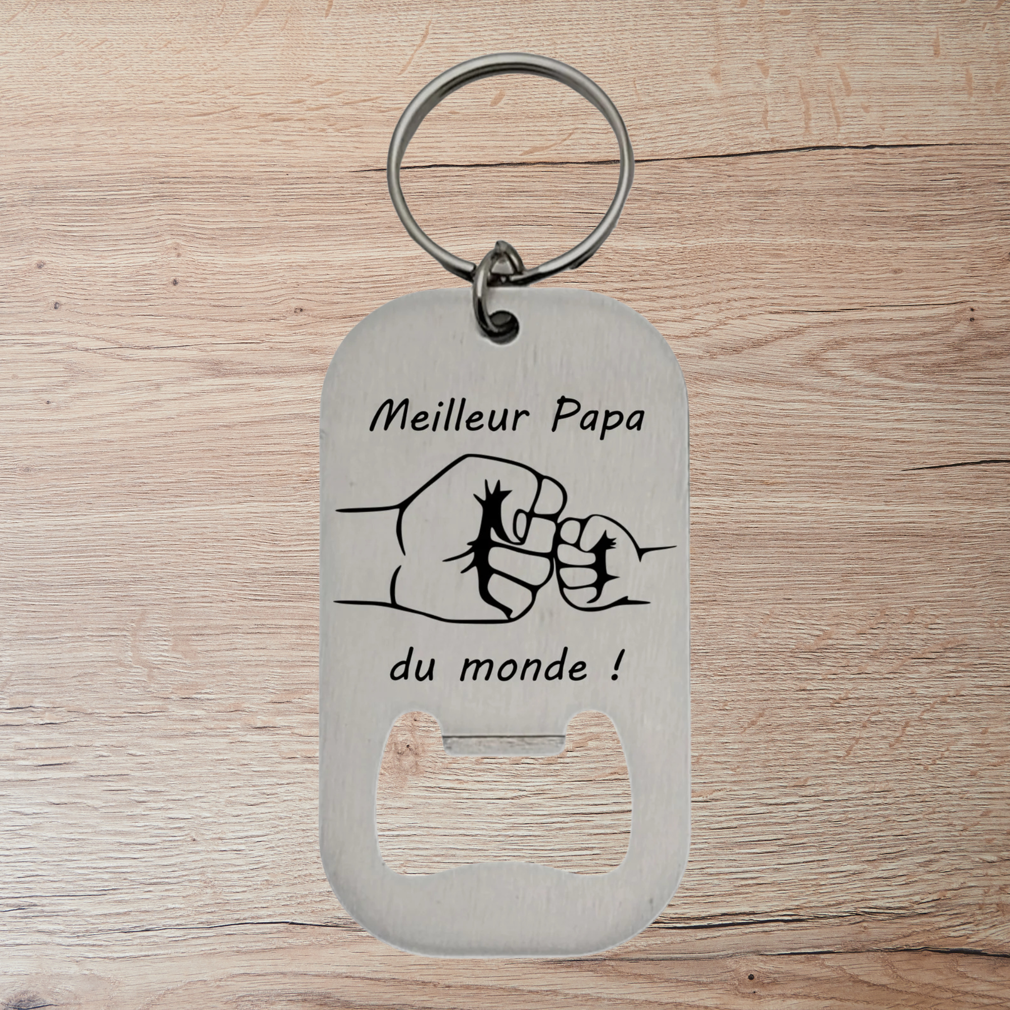 Porte-clés décapsuleur “Meilleur Papa du monde” – Cadeau personnalisé en acier inoxydable Atelier Éclats d'Instants