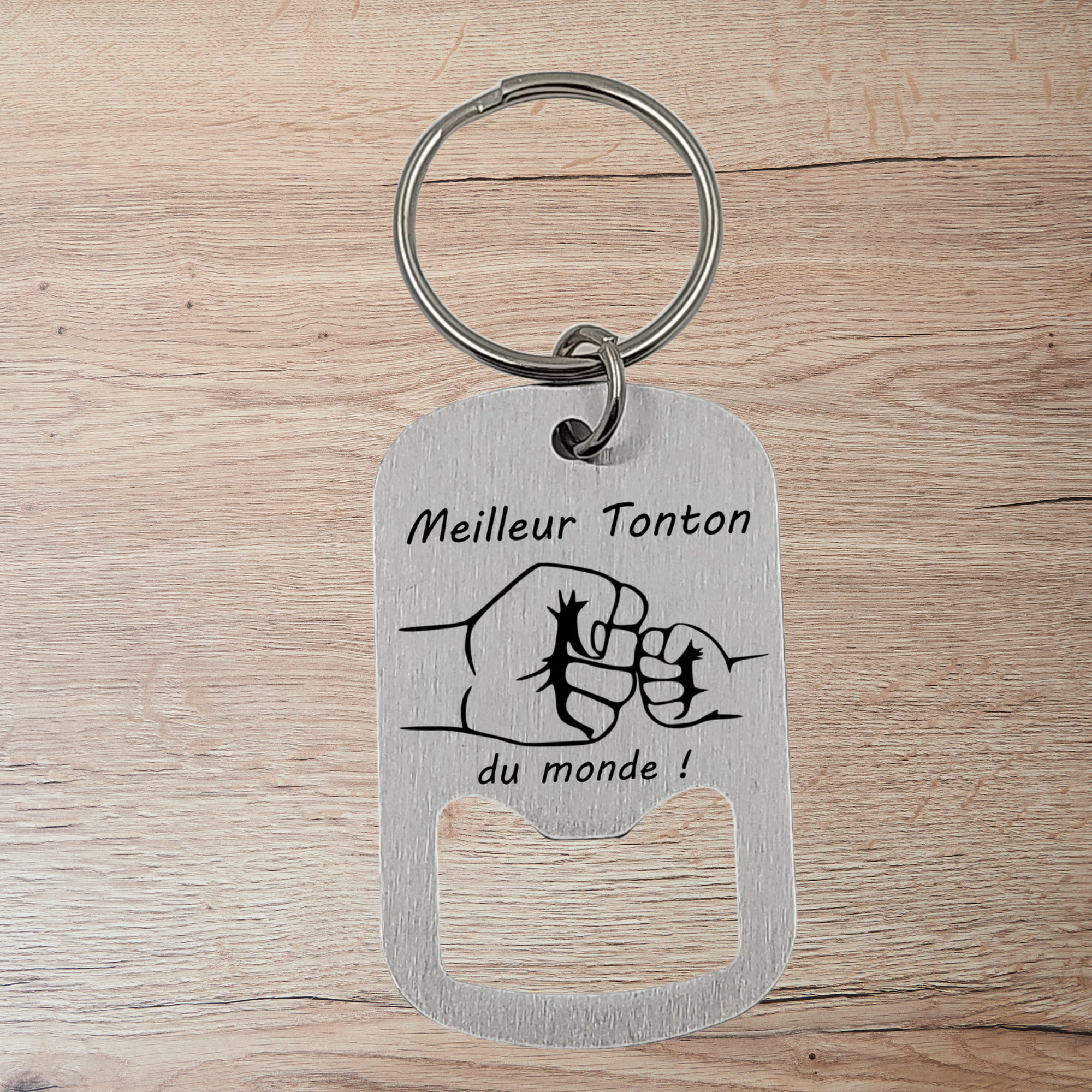 Porte-clés décapsuleur “Meilleur Tonton du monde” – Cadeau personnalisé en acier inoxydable Atelier Éclats d'Instants