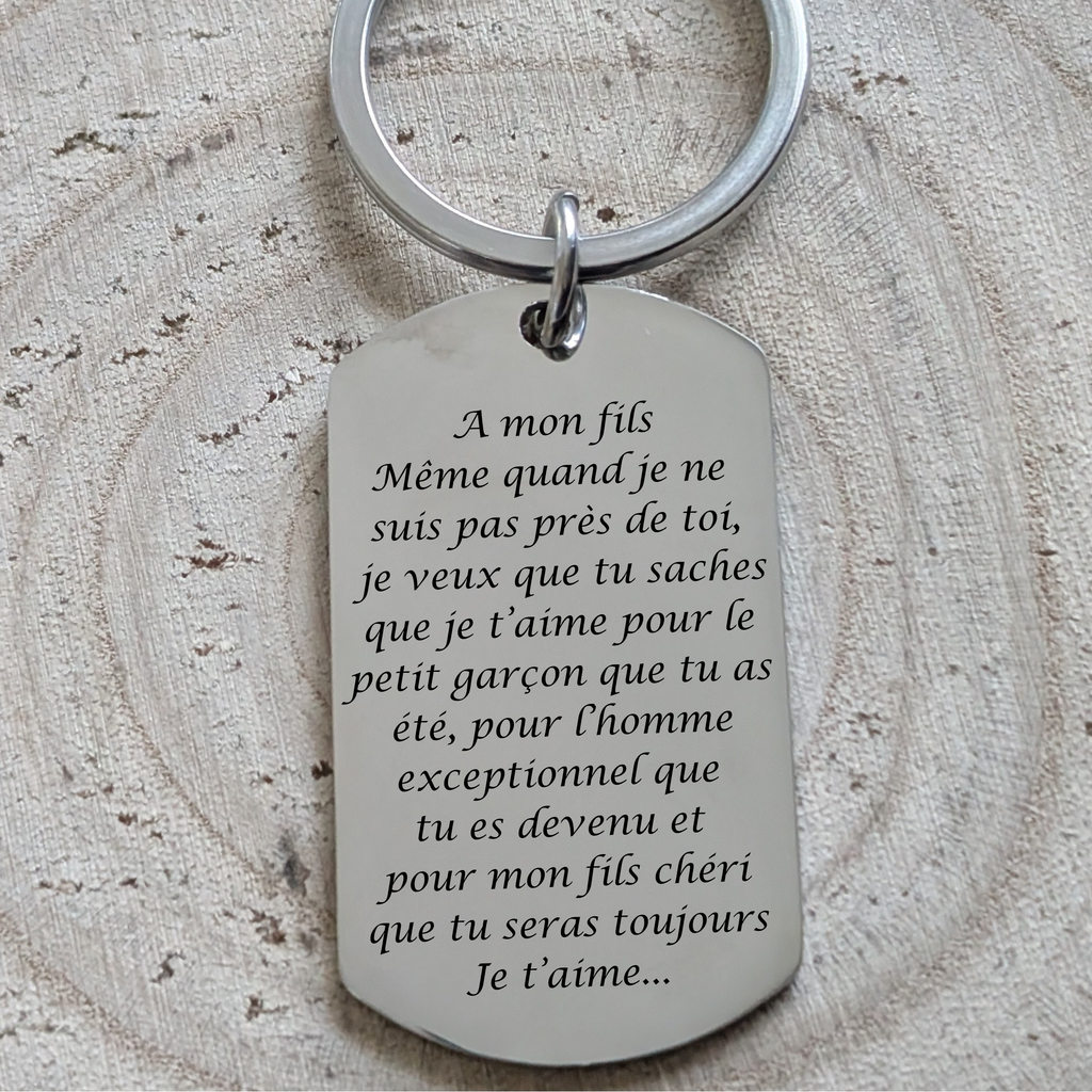 Porte-clés personnalisable avec prénom et message d’amour "A mon fils" Atelier Éclats d'Instants