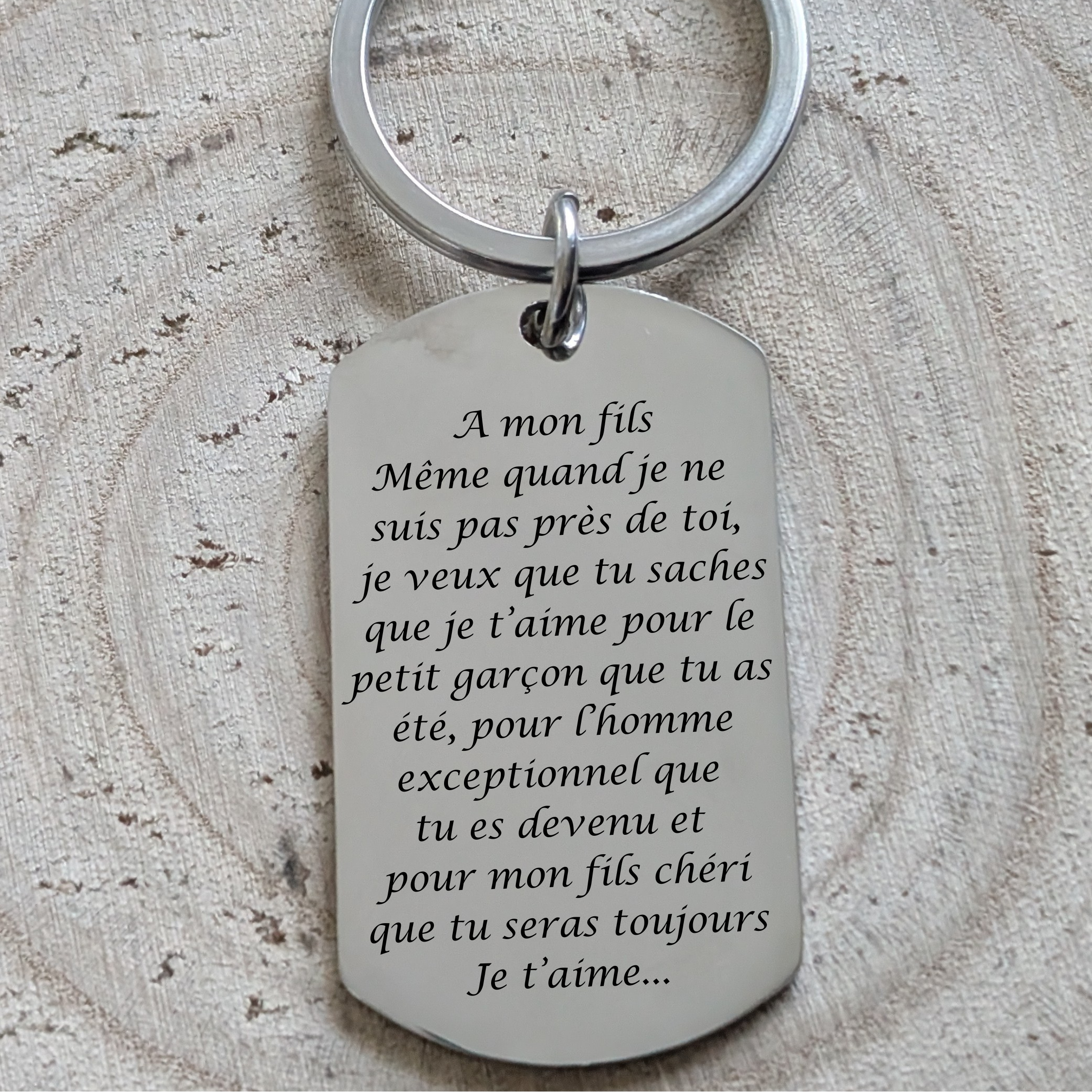 Porte-clés personnalisable avec prénom et message d’amour "A mon fils" Atelier Éclats d'Instants