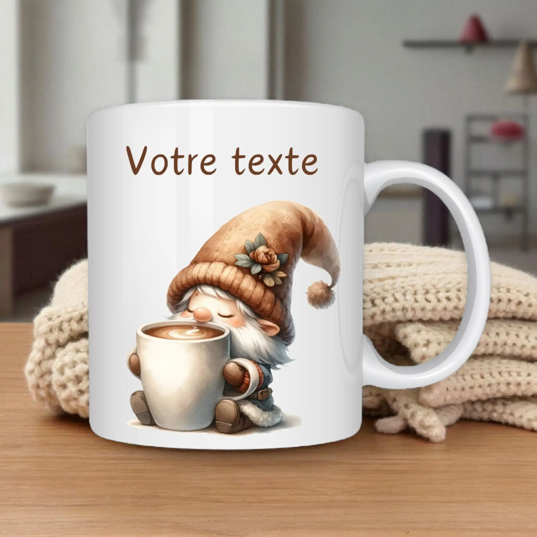 Mug personnalisable avec gnome – Cadeau original et cocooning Atelier Éclats d'Instants
