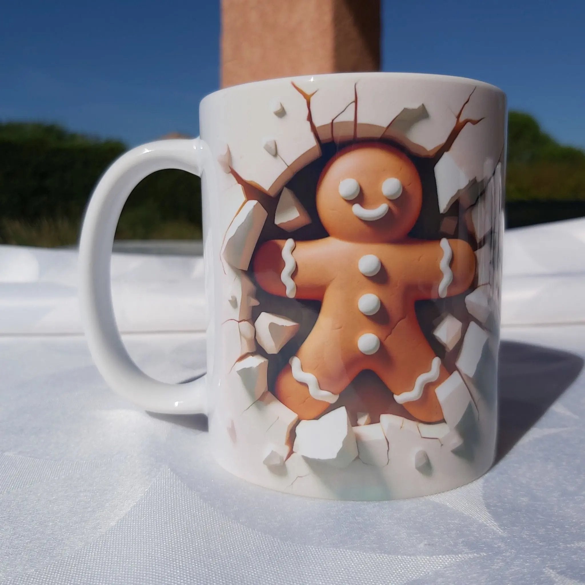 Tasse Bonhomme Pain d'Epices 3D - Mug Original Effet Mur Cassé - Idée Cadeau de Noël Festif 🎅 Atelier Éclats d'Instants