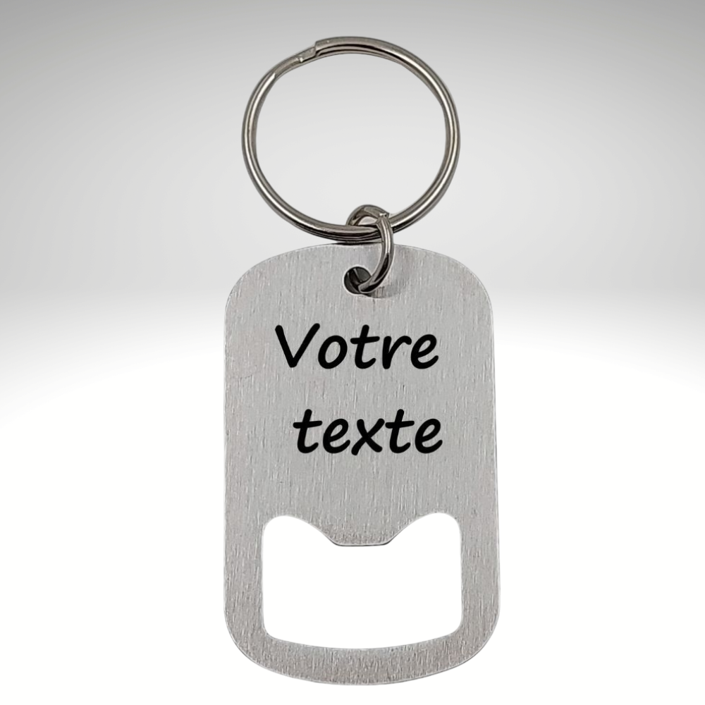 Porte-clés décapsuleur en acier inoxydable – Gravure laser avec texte humoristique Atelier Éclats d'Instants