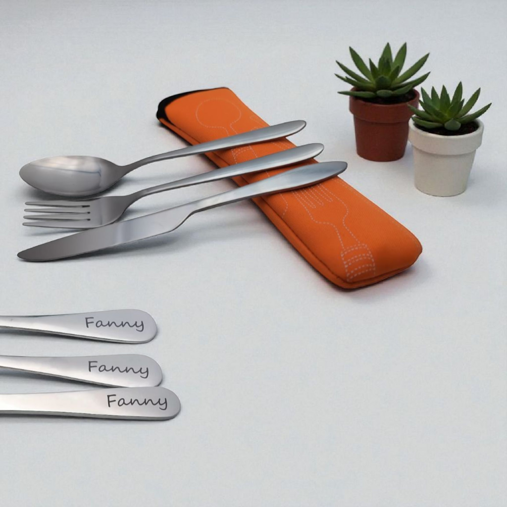 Set de Couverts Personnalisés pour le Bureau – Gravure Laser & Pochette Tissu 🥄 Atelier Éclats d'Instants