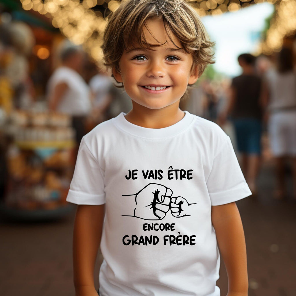 T-shirt enfant personnalisé – Je vais être grand frère ou Je vais être encore grand frère – Cadeau annonce grossesse original Atelier Éclats d'Instants