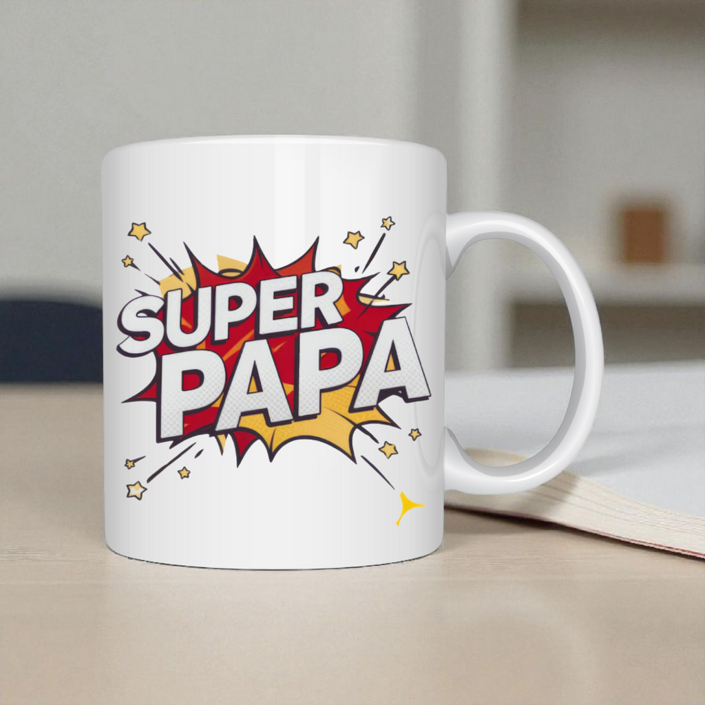 Mug Super Papa Personnalisé avec Prénom – Cadeau Fête des Pères, Papa, Anniversaire, Noël Atelier Éclats d'Instants