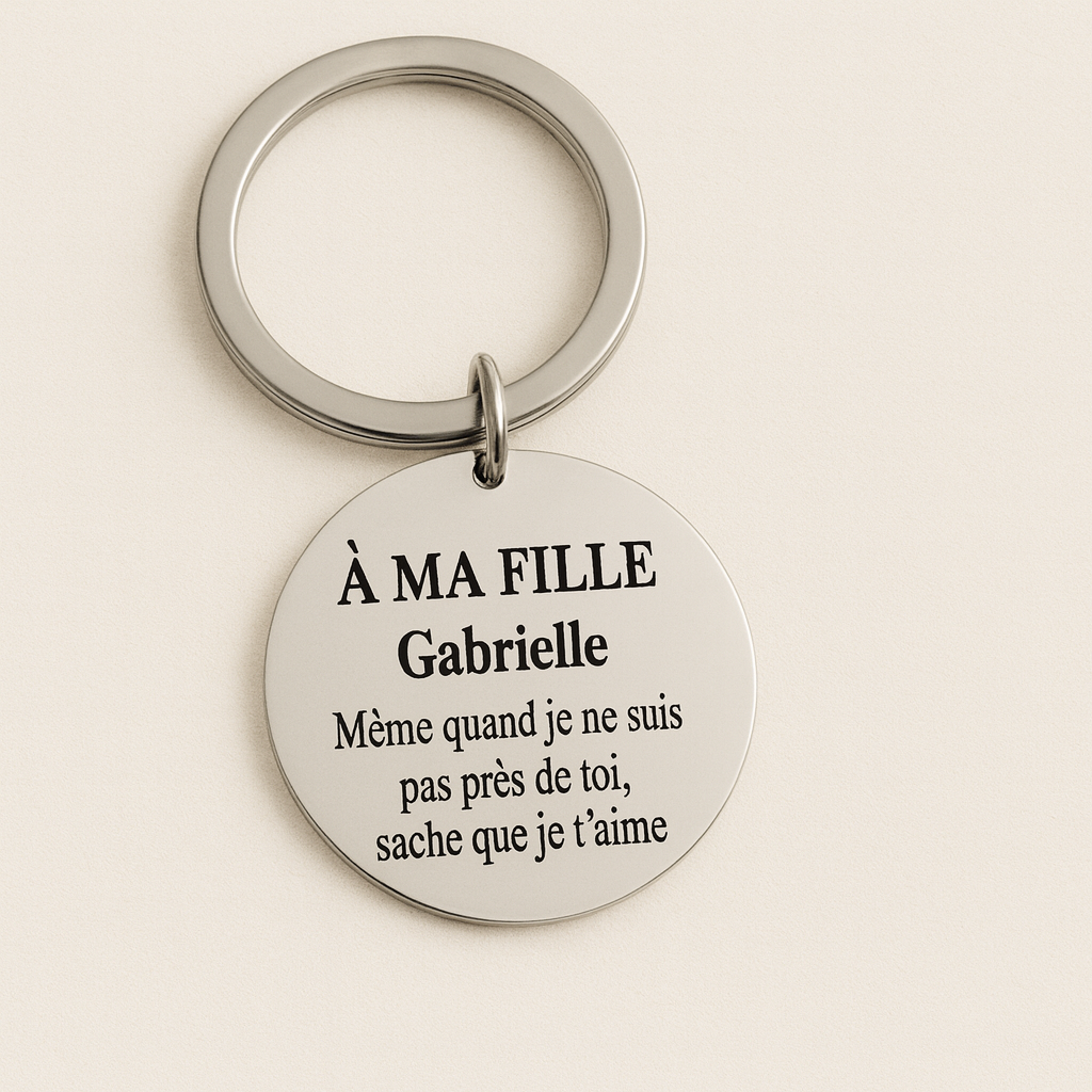 Porte-clé “À Ma Fille” personnalisable – Gravure laser – Acier inoxydable poli miroir – Cadeau rempli d’amour Atelier Éclats d'Instants