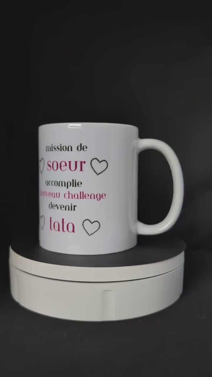 Mug annonce grossesse “Future Tata” – Cadeau original pour révéler une grossesse, idée surprise future tante