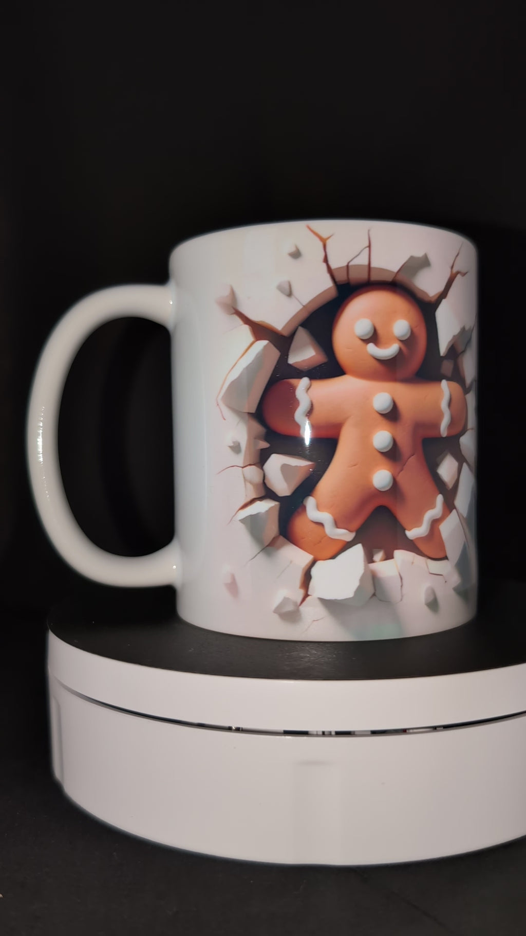 Tasse Bonhomme Pain d'Epices 3D - Mug Original Effet Mur Cassé - Idée Cadeau de Noël Festif 🎅