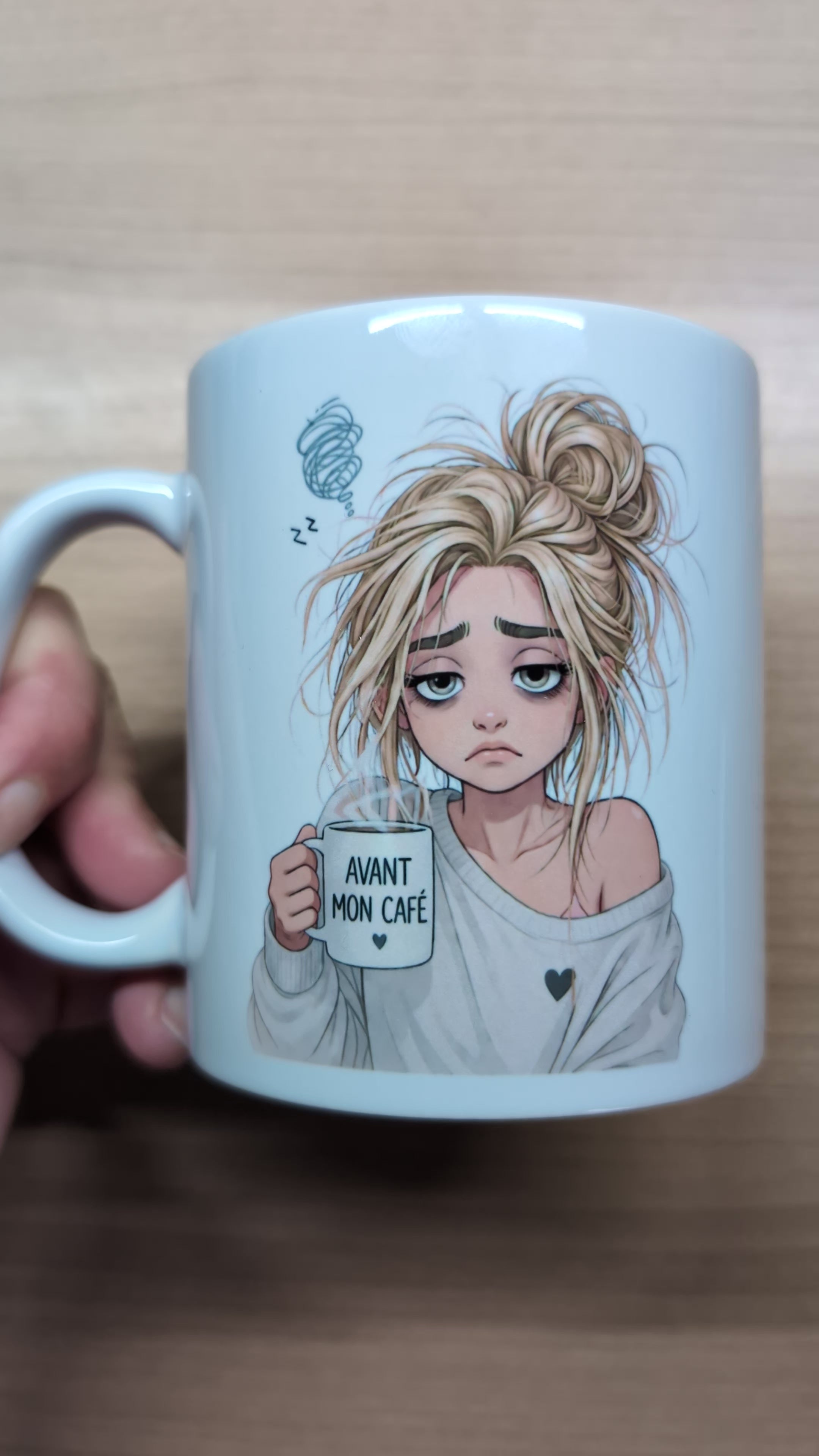 Mug Avant Après Mon Café – Tasse humour femme – Cadeau original cocooning