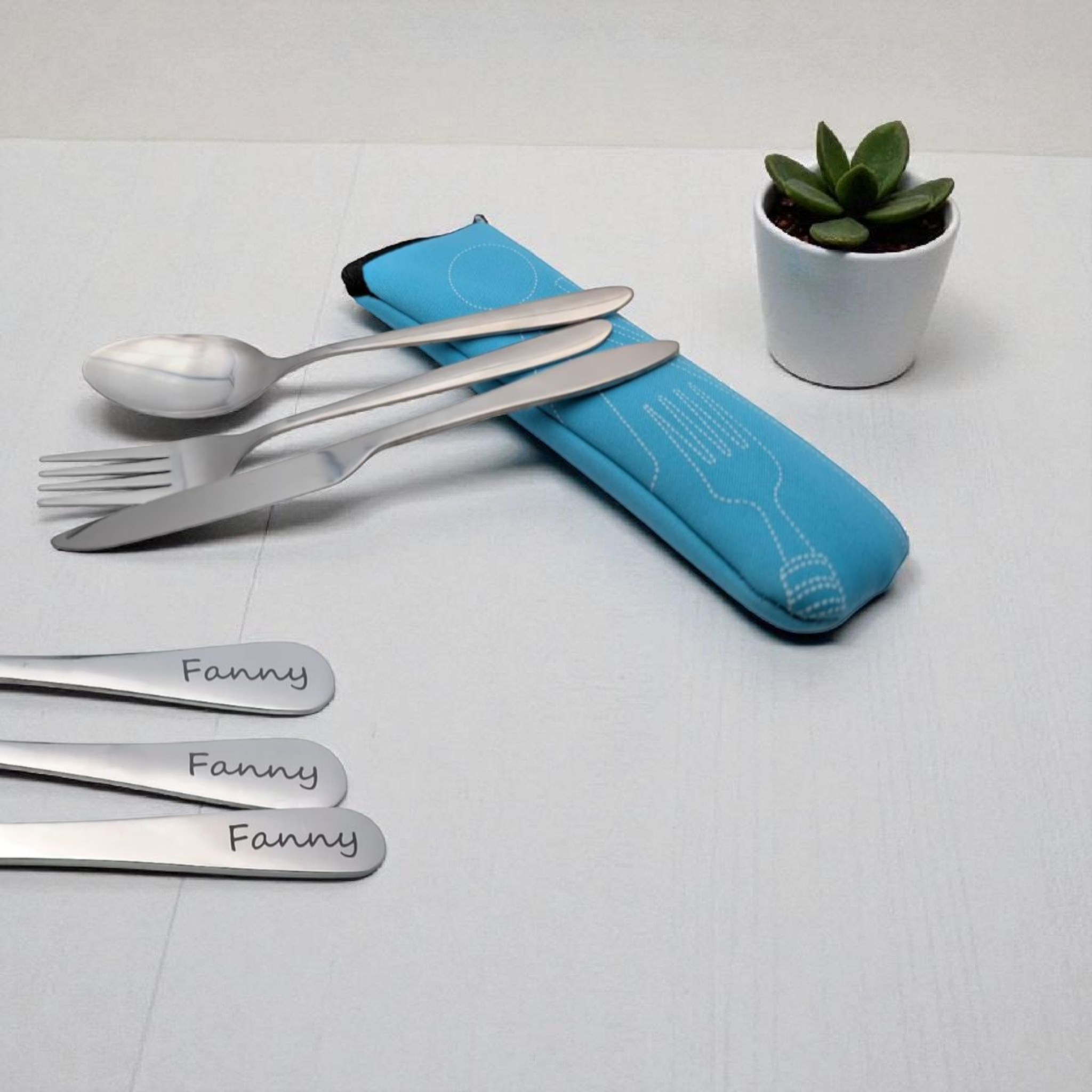 Set de Couverts Personnalisés pour le Bureau – Gravure Laser & Pochette Tissu 🥄 Atelier Éclats d'Instants