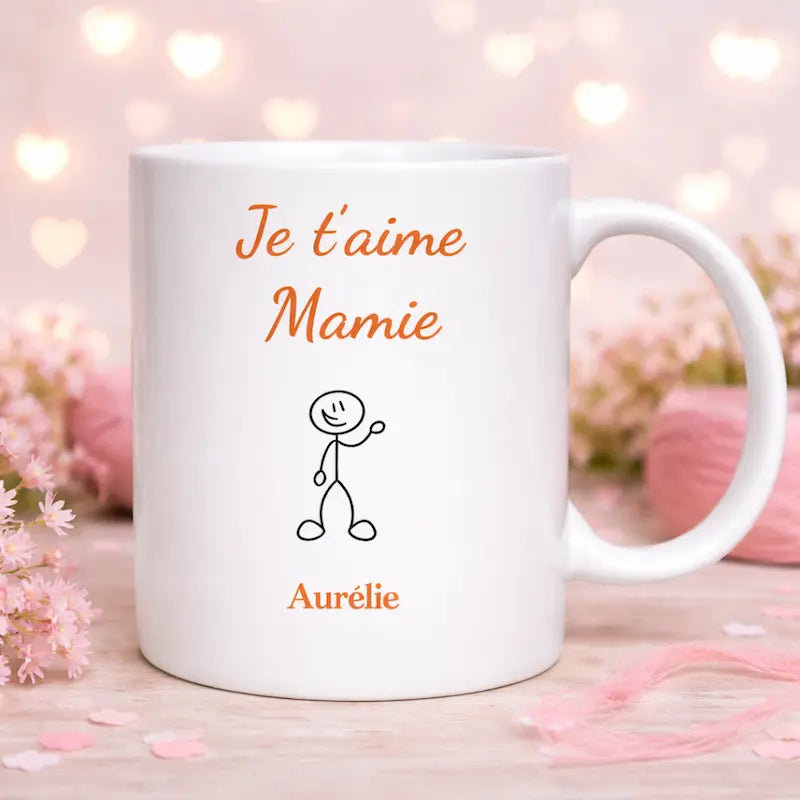 Mug personnalisé Mamie avec prénoms – Tasse Mamie d’amour – Cadeau fête des grands-mères Atelier Éclats d'Instants